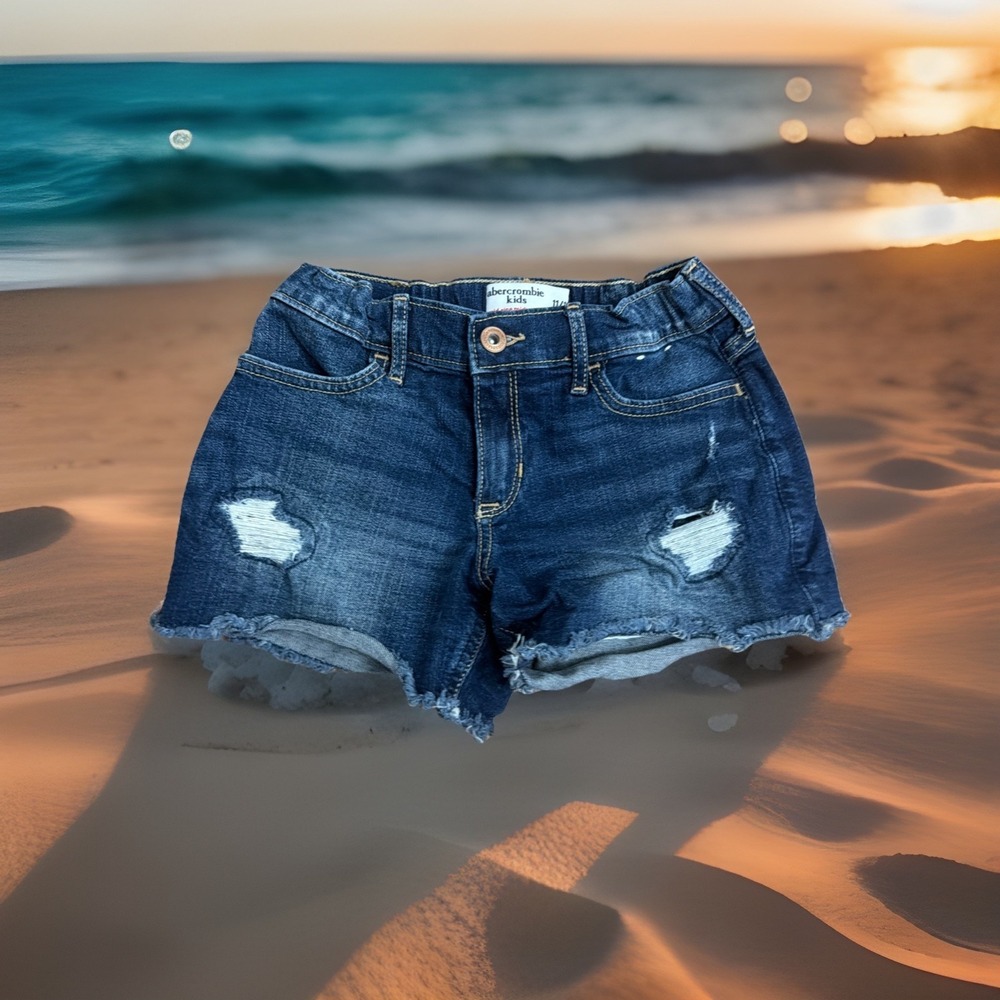 Abercrombie Kids Girls Sz 11/12 Mid Rise Midi Shorts Jeans Cut Off